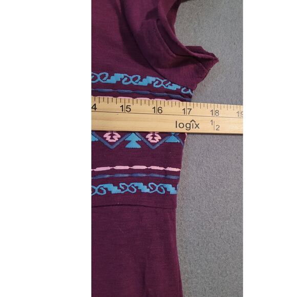 Boho Babydoll Embroidered Top Maroon Y2K Free People Style Girls XL - Picture 5 of 6